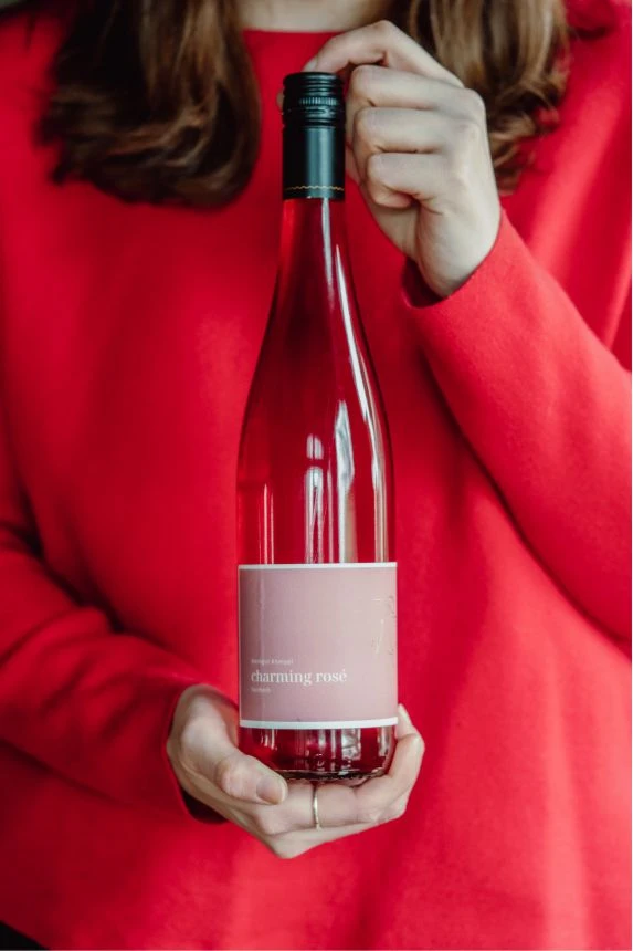 Flasche Jubiläumswein "Charming rose"