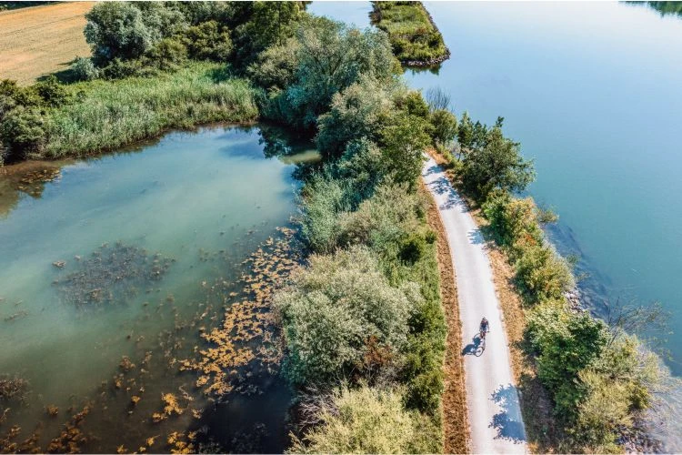 Radfahrer am Donauradweg